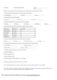 Chem 1075 Take-Home Problem Set #1 - Prof. Beverly A. Kelley