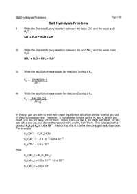 Salt Hydrolysis Problems - General Chemistry II | CHEM 1120