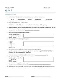 Quiz 2 for COSC 235, Fall 2008 by David A. Sykes - Prof. David A. Sykes