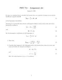 Assignment 4 on Classical Mechanics and Mathematics | PHY 711 - Docsity