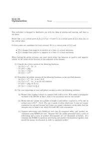 3 Problems of Optimization - Calculus l - Assignment | MATH 201
