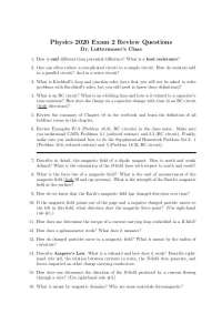 Physics 2020 Exam 2: Review Questions for Dr. Luttermoser's Class