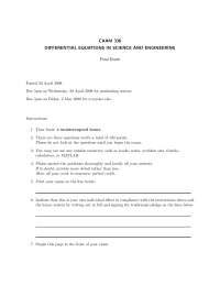 Differential Equations in Science and Engineering - Final Exam | CAAM ...