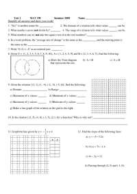 19 Questions on on Values of Domain - Exam 1 | MAT 1101