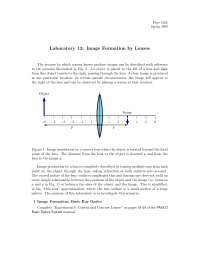 Lab 13 for Image Formation by Lenses - Electromagnetism and Optics ...