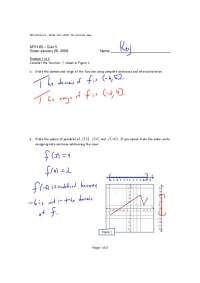 MTH 65 Quiz 5 - Winter Term, 2009: Function Domain, Range, and Value Calculation