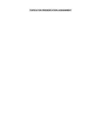 Topics for Presentation Assignment - Human Communication | HCOM 100 ...