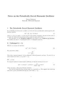 The Periodically Forced Harmonic Oscillator - Lecture Notes | MATH 308
