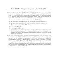 Assignment for Numerical Linear Algebra | MATH 477