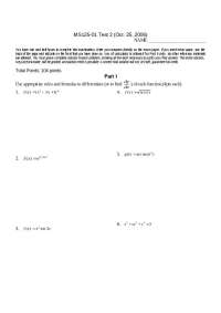 MS125-01 Test 2: Calculus Examination October 2006