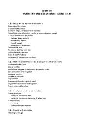 Outlines of Materials for Test 1 - Calculus I | MATH 120