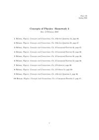 Physics 100: Spring 2008 Homework 3 - Prof. David Collins