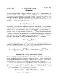 The Negative Binomial Distribution - Final Exam Notes | MATH 329