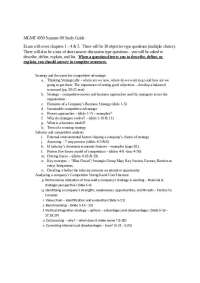 Study Guide for Exam Review - Strategic Management | MGMT 4950