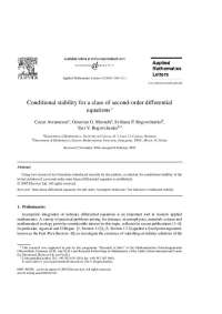 Avramescu et al. study conditional stability of 2nd-order semi-linear DEs.