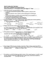 20 Questions on Homework - General Chemistry II | C 152