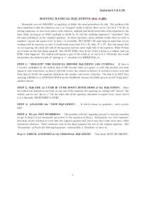Solving Radical Equations - Econometrics | EC 486