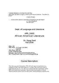 African American Literature - Study Material | AML 2600