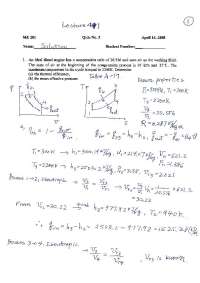 Quiz 3 Questions with Solution - Thermodynamics | ME 201