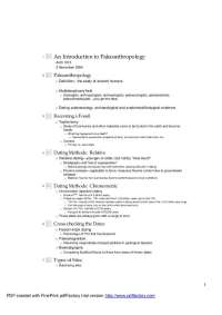 An Introduction to Paleoanthropology - Lecture Notes | ANTH 1013