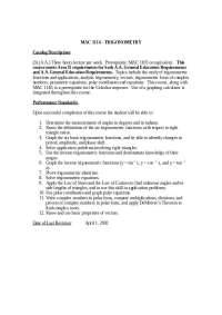 Trigonometry Course (MAC 1114) - Area II Requirements for AA and AS General Education