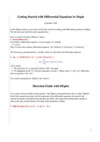 Maple: First Order Differential Equations Tutorial