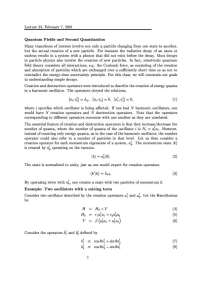 Notes on Quantum Fields and Second Quantization | PHY 851