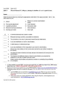 Accounting Quiz 4 & 5: Matching Items A-J - Prof. Gary G. Berg