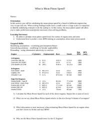 What is Mean Piston Speed - Lecture Notes | ME 433 - Docsity