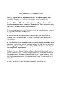 Study Questions on Zeus, Hera, and Hermes: Ethics, Marriage, and Divine Roles - Prof. Brad