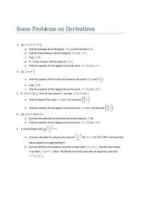 Derivatives: Instantaneous Rates of Change & Tangent Line Equations
