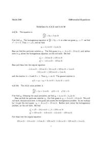 Solutions to Differential Equations in Math 308: 4.3/2 and 4.3/10