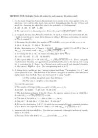 Solved MCQS for Exam 2 - Introduction to Statistics | MATH 102