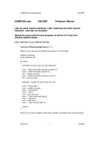 Lab Assignments - Computer Science I - Fall 2007 | COMP 128