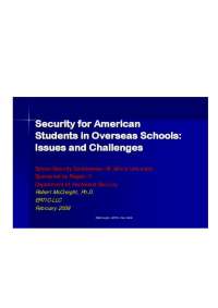 School Security for American Students Overseas: Issues and Challenges
