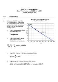 Exam 2 with Answer Key - College Algebra I | MATH 112