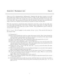 Math 211: Worksheet 12.5 - Understanding Planes and Normal Vectors