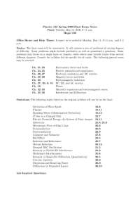 Final Exam Lecture Notes - Fall 2009 | PHYS 132