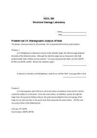 Problem Set 6: Stereographic Analysis of Folds | GEOL 360