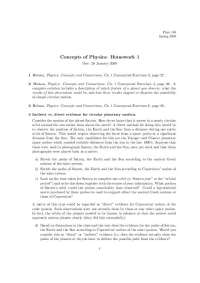 Physics 100: Spring 2009 HW1 - Planetary Orbits & Water Molecule Composition - Prof. David