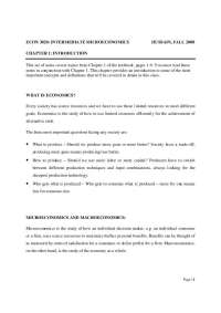 Intermediate Microeconomics: Chapter 1 - Introduction to Economics and Important Concepts 