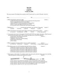 Exam #2A on Genetics - Fall 2004 with answers | BIOL 3301 - Docsity