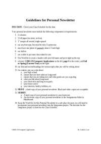 Guidelines for Personal Newsletter - Computer Applications | CIMS 170