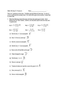 Math 140, Exam V: Rational Functions, Logarithms, and Interest Rates - Prof. Louis Kolitsc