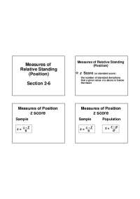 Measure of Relative Standing Position - Lecture Slides | MATH 1530