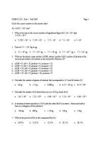 Chemistry Test 1 - Fall 2005 - Prof. James B. Condon