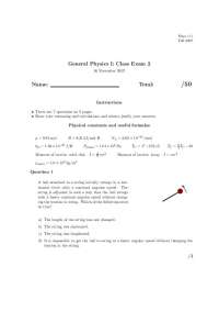 Phys 111 Fall 2007 Exam 2: General Physics I