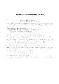 Mathematics Qualifying Examination - A Short Course in Calculus | MATH 130
