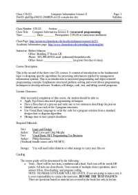 Computer Information Science II Syllabus: CIS121