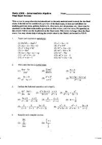 Final Exam Review - Fundamentals of Mathematics | MATH 1300